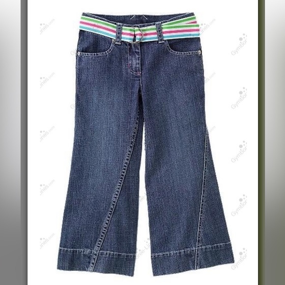 NWT Gymboree Tennis Match wide leg denim pant stripe belt Size 10 plus 2008 Line - Picture 2 of 13